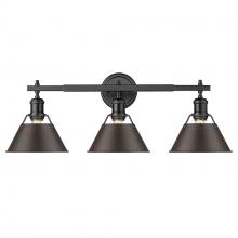  3306-BA3 BLK-RBZ - Orwell BLK 3 Light Bath Vanity in Matte Black with Rubbed Bronze shades